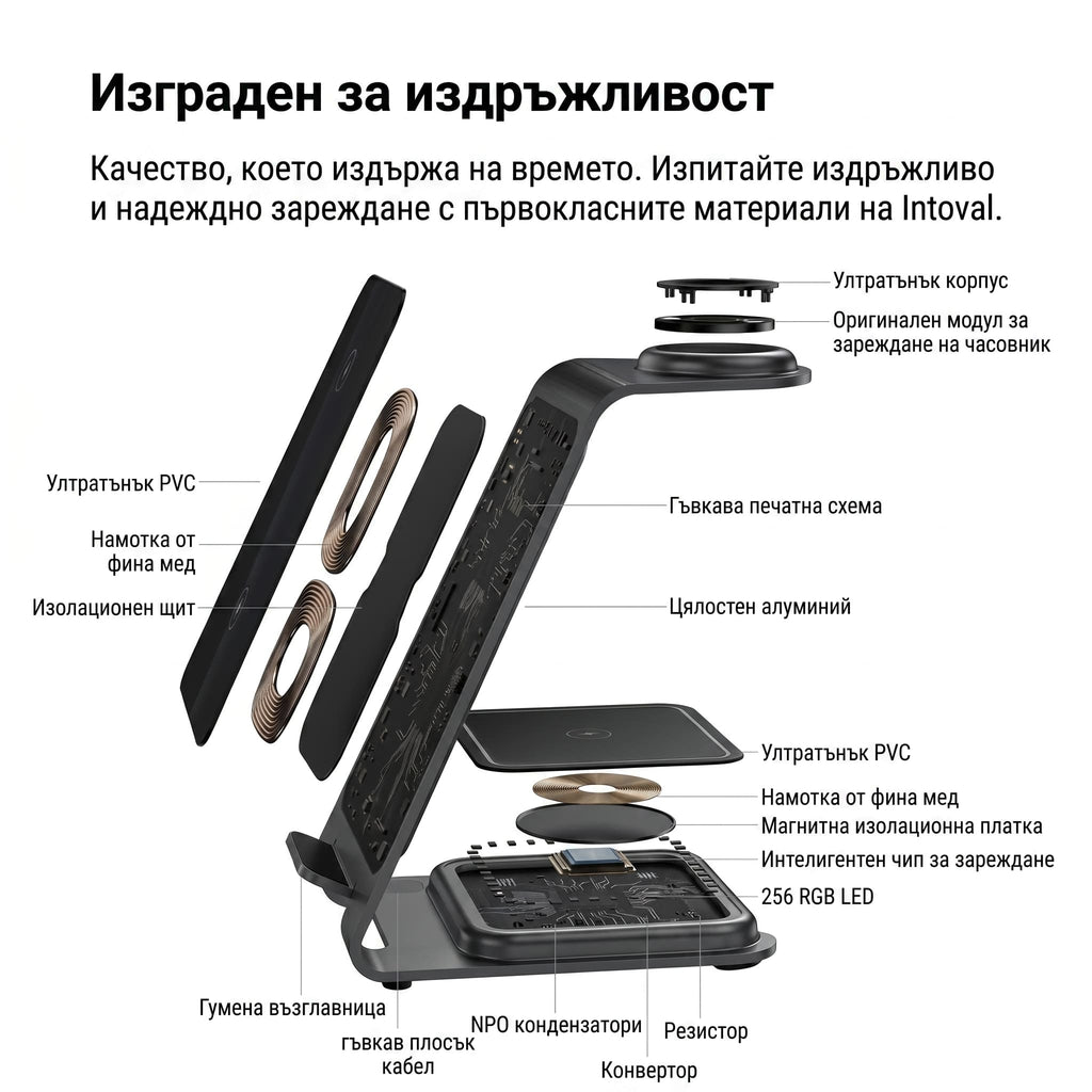 AppCase Omni Power 3-в-1 безжично зарядно 15W