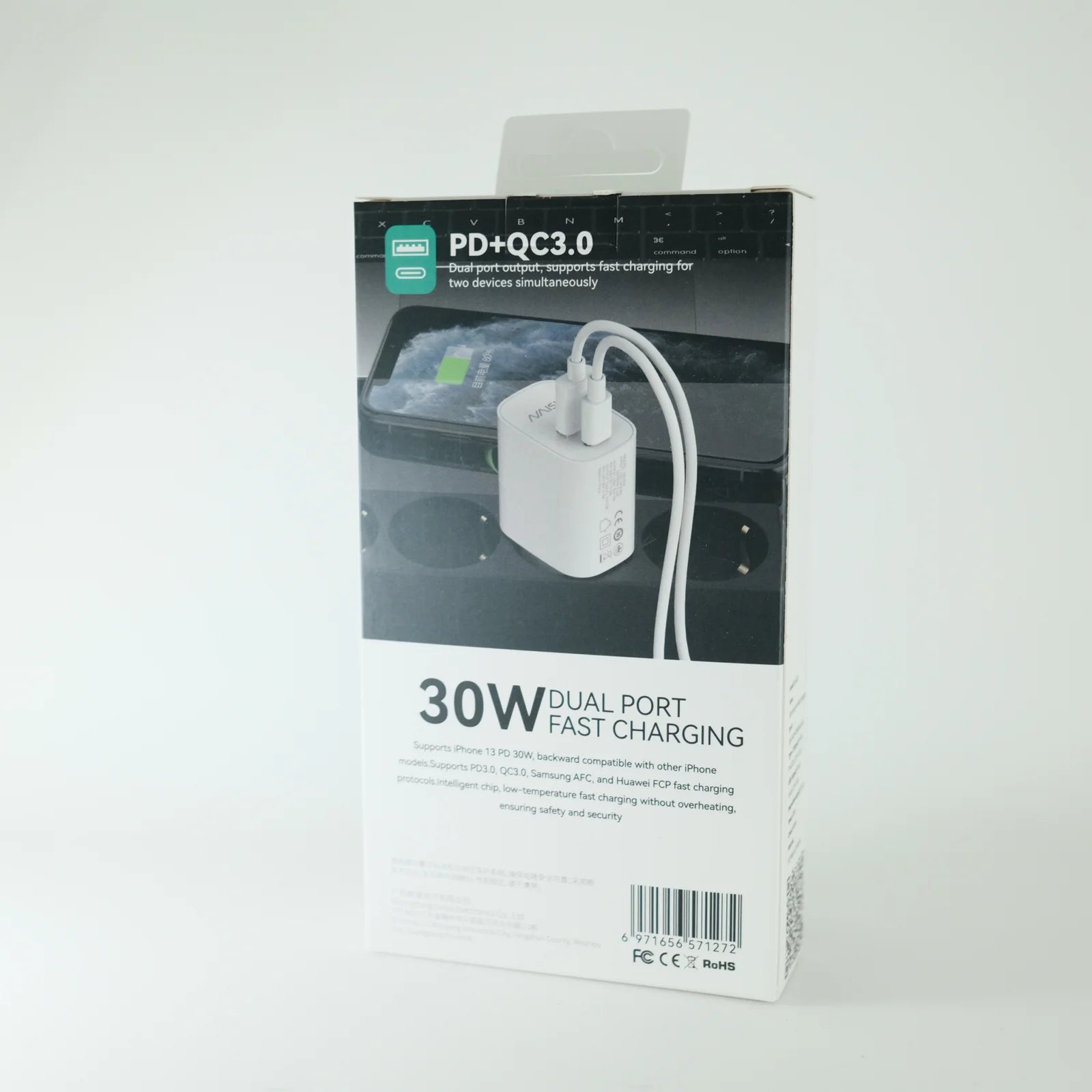 Зарядно NAISU Rapid 30W (USB-C + USB-A)